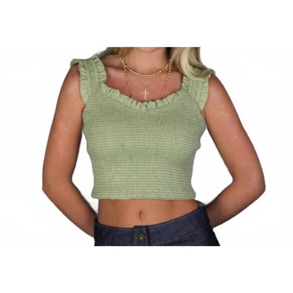 NEW IF SO smocked tank top in green - Picture 1 of 1